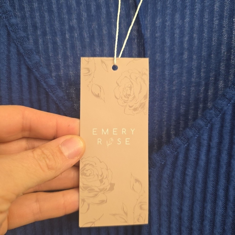 NEW Emery Rose V-neck ribbed short‎ Sleeves Super Soft Sweater 3X Blue - Picture 6 of 10